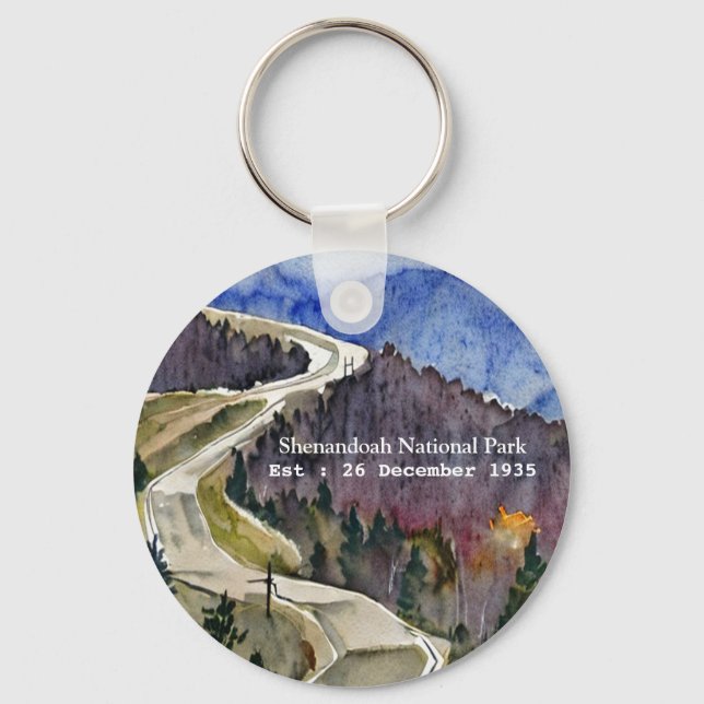 Shenandoah National Park skyline drive water colou Key Ring (Front)