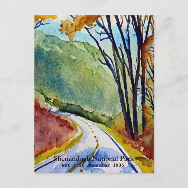 Shenandoah National Park skyline drive water colou Postcard (Front)