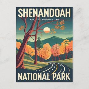 Shenandoah National Park skyline drive water colou Postcard