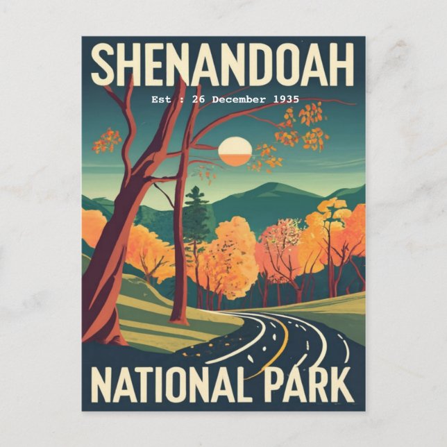 Shenandoah National Park skyline drive water colou Postcard (Front)