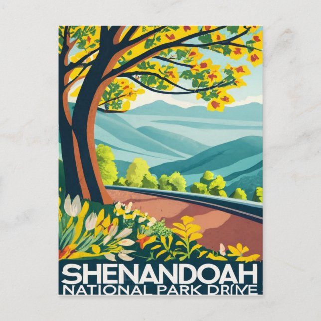 Shenandoah National Park skyline drive water colou Postcard (Front)