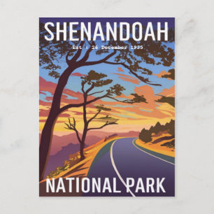 Shenandoah National Park skyline drive water colou Postcard