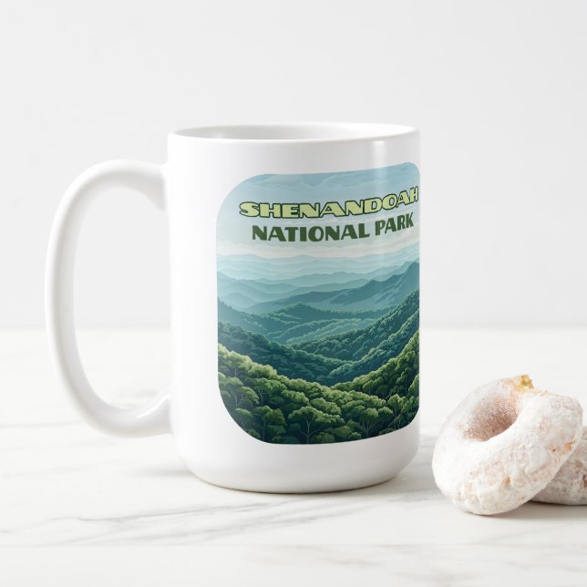 Shenandoah National Park Virginia Blue Ridge Retro Coffee Mug (With Donut)