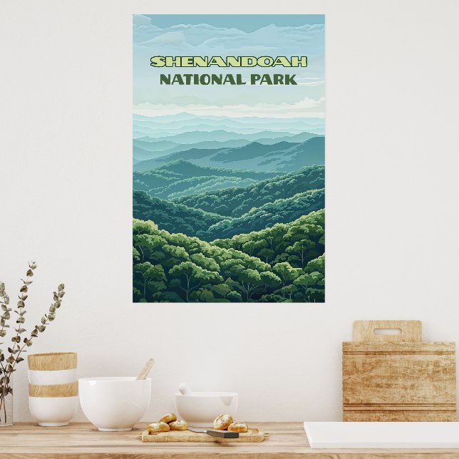 Shenandoah National Park Virginia Blue Ridge Retro Poster (Kitchen)
