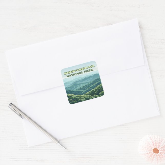 Shenandoah National Park Virginia Blue Ridge Retro Square Sticker (Envelope)