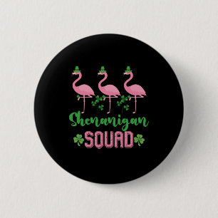 Shenanigan Squad Flamingo Leprechaun St Patrick's  6 Cm Round Badge