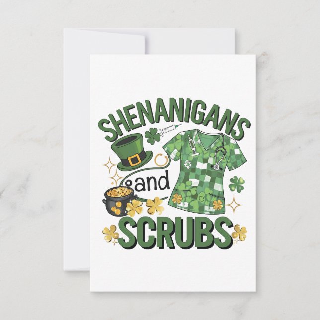 Shenanigans and Scrubs Funny Nursing St Patrick's  (Front)