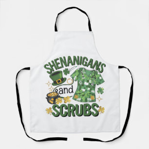 Shenanigans and Scrubs Funny Nursing St Patrick's  Apron