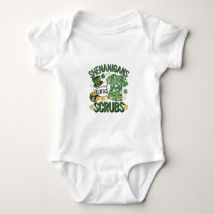 Shenanigans and Scrubs Funny Nursing St Patrick's Baby Bodysuit