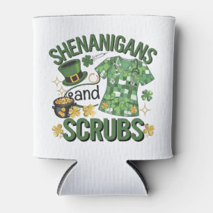 Shenanigans and Scrubs Funny Nursing St Patrick's  Can Cooler