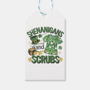 Shenanigans and Scrubs Funny Nursing St Patrick's  Gift Tags