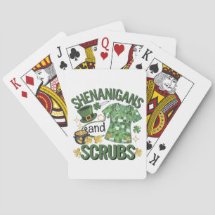 Shenanigans and Scrubs Funny Nursing St Patrick's  Playing Cards
