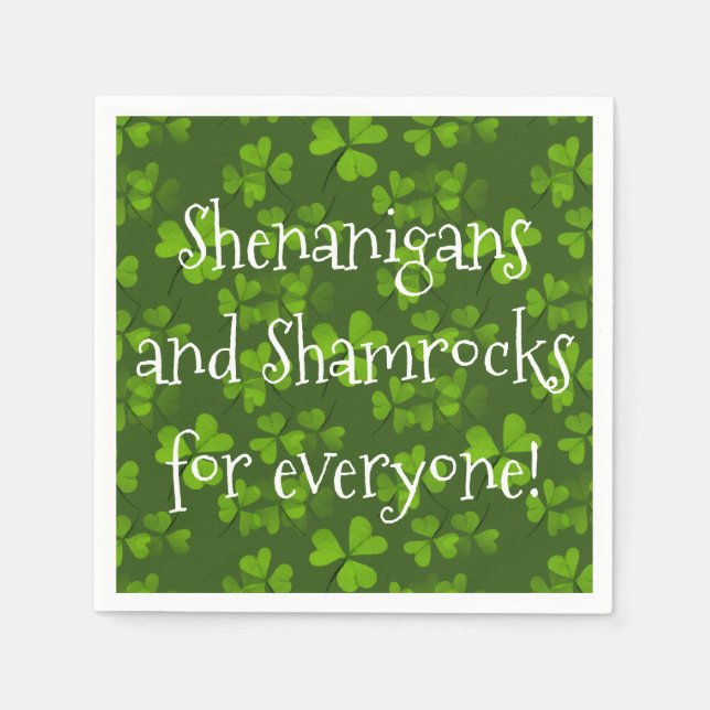 Shenanigans and Shamrocks Pattern St Patrick's Day Napkin (Front)