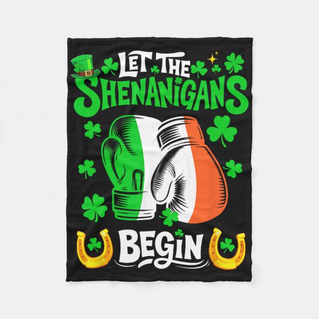 Shenanigans Begin St. Patrick's Day Boxing Player  Fleece Blanket (Front)