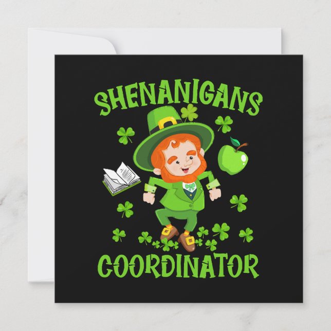 Shenanigans Coordinator Funny Teacher St Patrick's Invitation (Front)