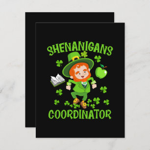 Shenanigans Coordinator Funny Teacher St Patrick's RSVP Card