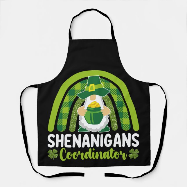 Shenanigans Coordinator Gnomes St Patrick's Day Apron (Front)