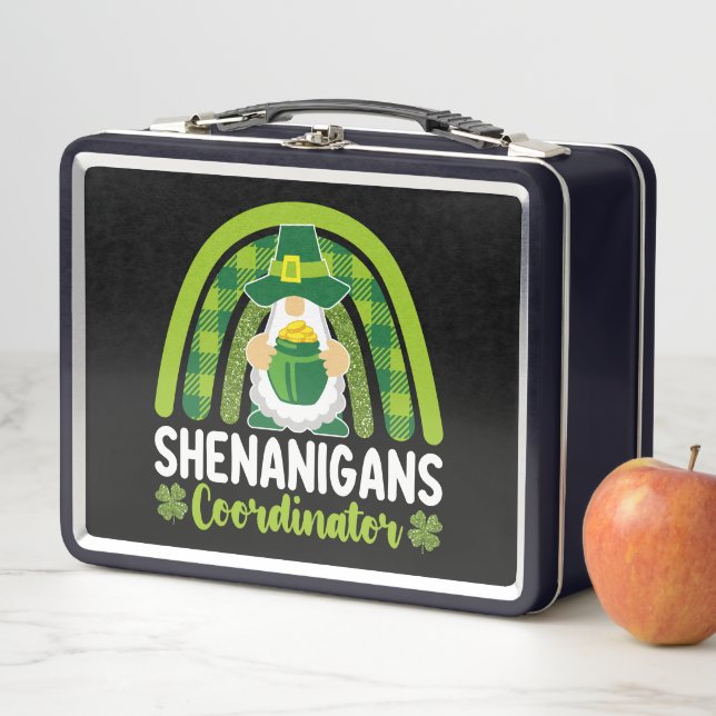 Shenanigans Coordinator Gnomes St Patrick's Day Metal Lunch Box (In Situ)