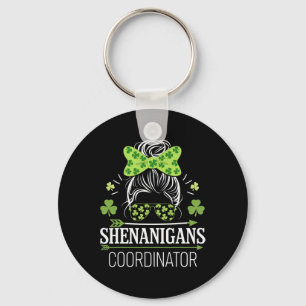 Shenanigans Coordinator Messy Bun St Patricks Day Key Ring