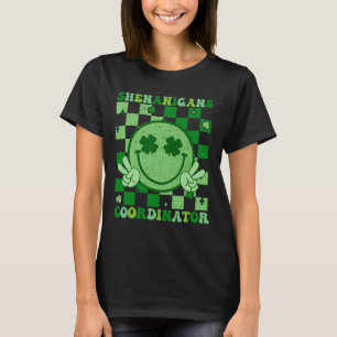 Shenanigans Coordinator Retro Groovy Smile St Patr T-Shirt