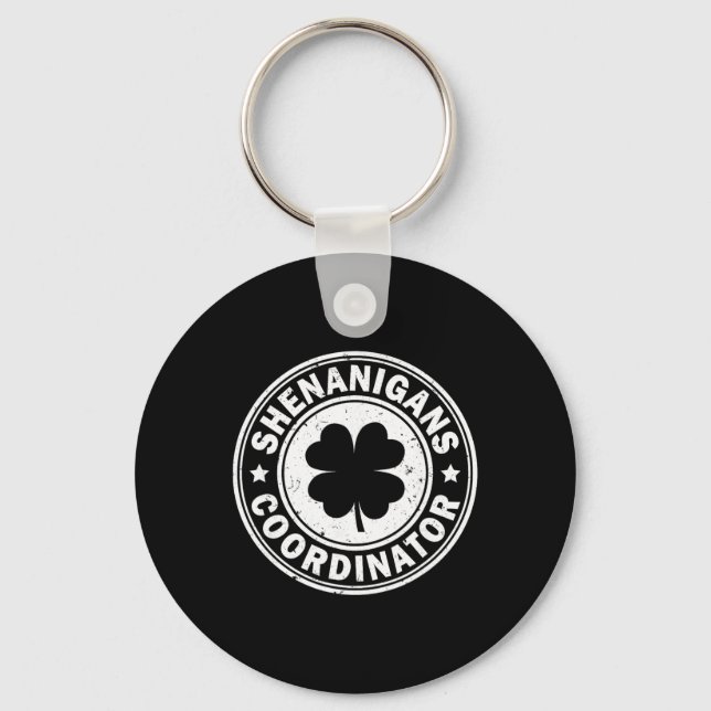 Shenanigans Coordinator St Patricks Day Shamrock F Key Ring (Front)