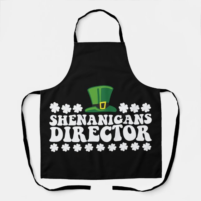 Shenanigans Director Groovy St Patrick's Day Irish Apron (Front)