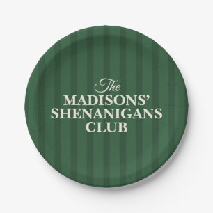 Shenanigans Family Name St. Patricks Paper Plate