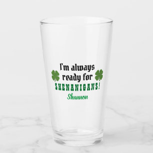 Shenanigans Funny St. Patrick's Day Beer Pint Glass