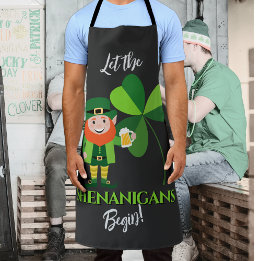 Shenanigans Leprechaun Shamrock St Patrick’s Day Apron