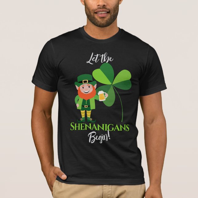 Shenanigans Leprechaun Shamrock St Patrick’s Day T-Shirt (Front)