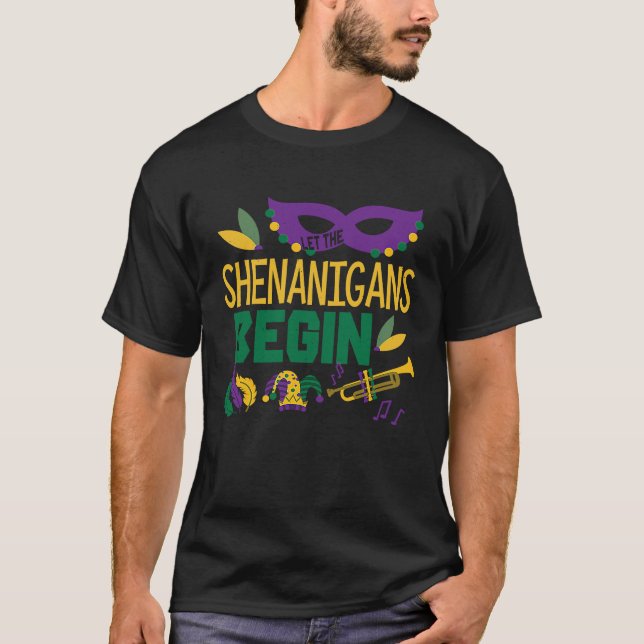 Shenanigans Party Mardi Festival Parade Bead Mardi T-Shirt (Front)