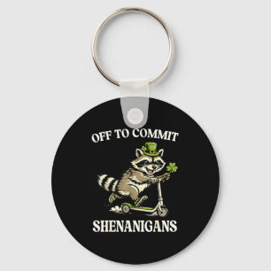 Shenanigans racoon st patricks day men women kids key ring