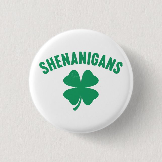 Shenanigans Shamrock St. Patrick's Day Retro  3 Cm Round Badge (Front)