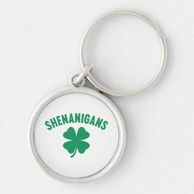 Shenanigans Shamrock St. Patrick's Day Retro  Key Ring (Front)