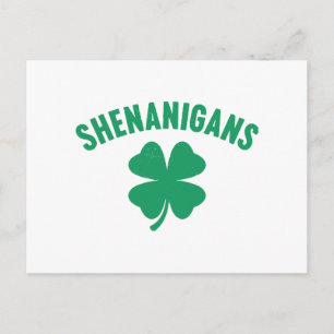 Shenanigans Shamrock St. Patrick's Day Retro Postcard