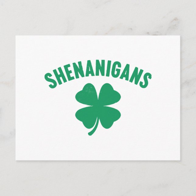 Shenanigans Shamrock St. Patrick's Day Retro  Postcard (Front)