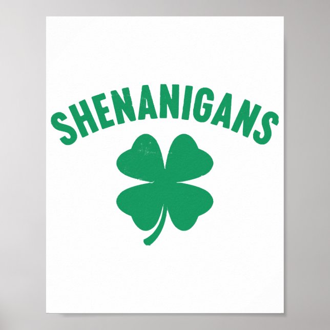 Shenanigans Shamrock St. Patrick's Day Retro  Poster (Front)