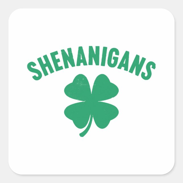 Shenanigans Shamrock St. Patrick's Day Retro  Square Sticker (Front)
