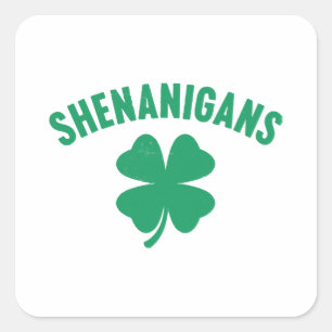 Shenanigans Shamrock St. Patrick's Day Retro Square Sticker