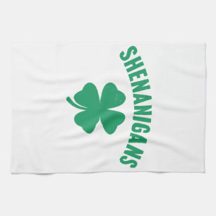 Shenanigans Shamrock St. Patrick's Day Retro Tea Towel