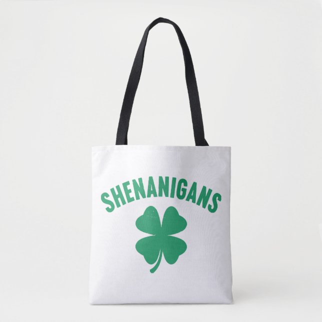 Shenanigans Shamrock St. Patrick's Day Retro  Tote Bag (Front)