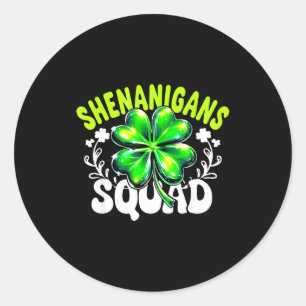 Shenanigans squad cute gnome irish shamrock st classic round sticker