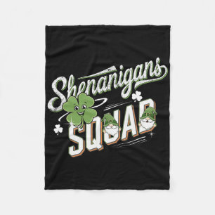 Shenanigans Squad Cute Gnome Irish Shamrock St Pat Fleece Blanket