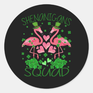 Shenanigans Squad Flamingo St Patrick's Day  Classic Round Sticker