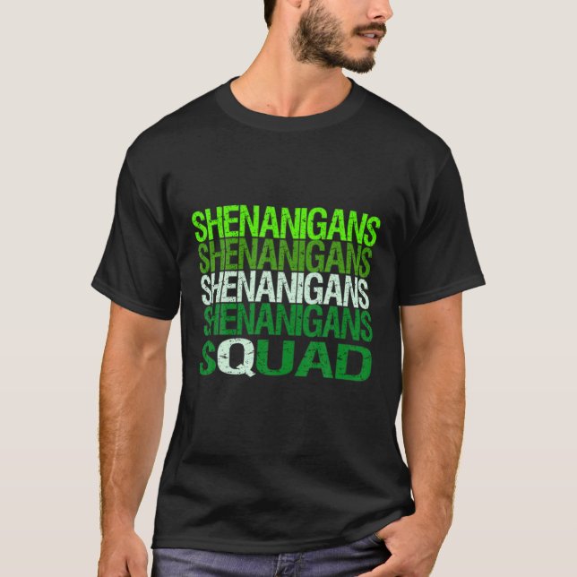 Shenanigans Squad Funny St. Patrick's Day Matching T-Shirt (Front)