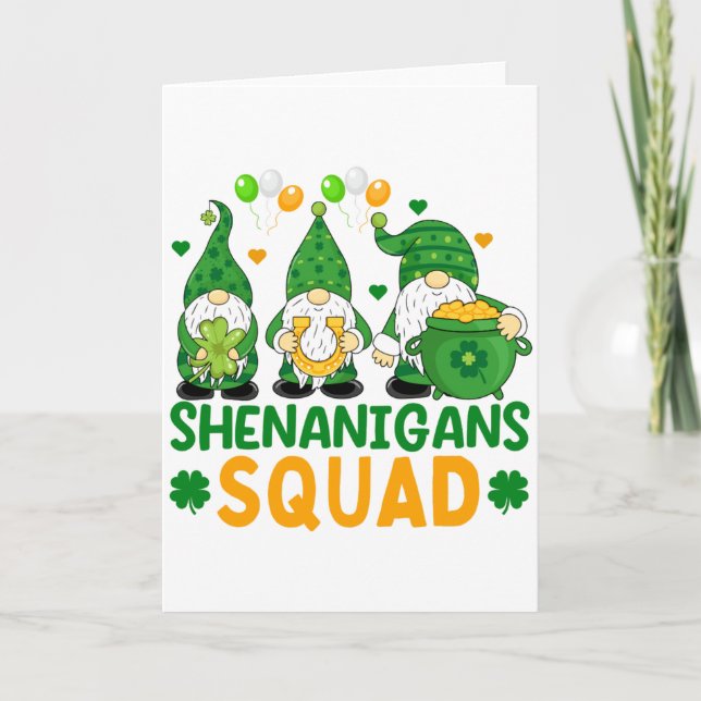 Shenanigans Squad Funny St Patricks Day T Shirt  Card (Front)