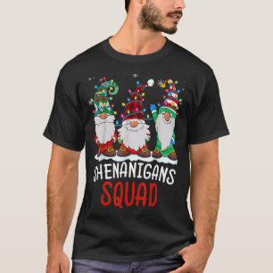 Shenanigans Squad Gnomes Lights Christmas Pajamas  T-Shirt
