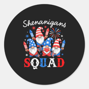 Shenanigans Squad Happy 4th Of July Funny Gnome Pa Classic Round Sticker