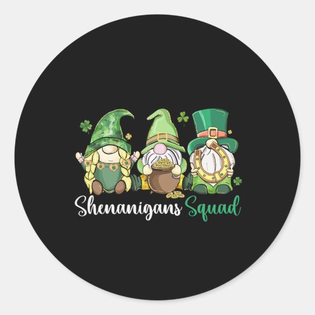 Shenanigans Squad Irish Gnomes Clover - St Patrick Classic Round Sticker (Front)