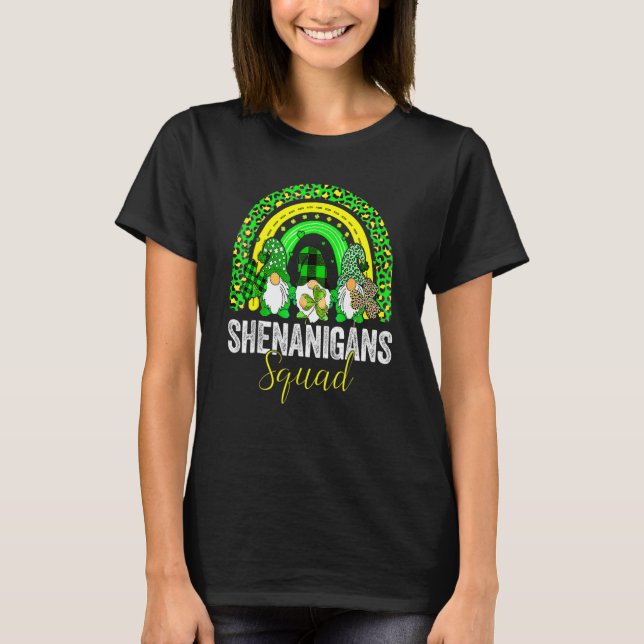 Shenanigans Squad Irish Gnomes Rainbow St Patrick' T-Shirt (Front)